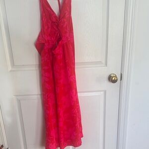 Vibrant Red Floral Dress